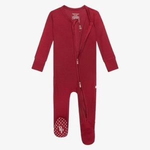 Posh Peanut Bordeaux Waffle Zippered Footie: 0-3